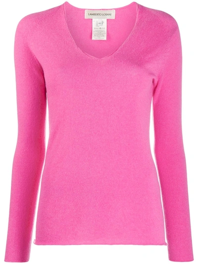 Lamberto Losani V-neck Knitted Jumper In Pink