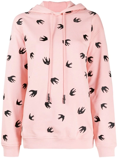 Mcq By Alexander Mcqueen Embroidered French Cotton-terry Hoodie In Pink