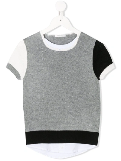 Paolo Pecora Kids' Colour-block Knitted T-shirt In Grey