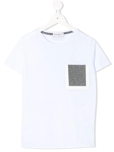 Paolo Pecora Teen Contrast-pocket T-shirt In White