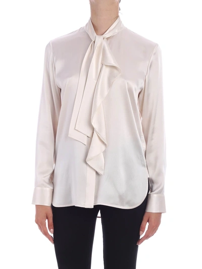 Paul Smith Pussy Bow Satin Silk Shirt In Pink