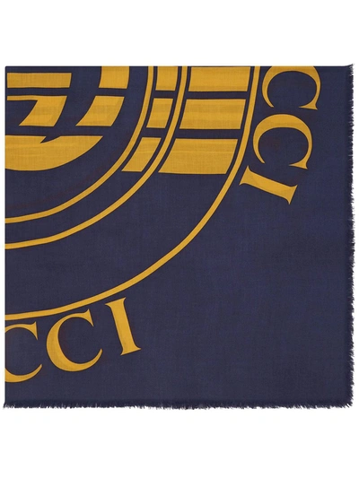 Gucci Logo-print Scarf In Blue