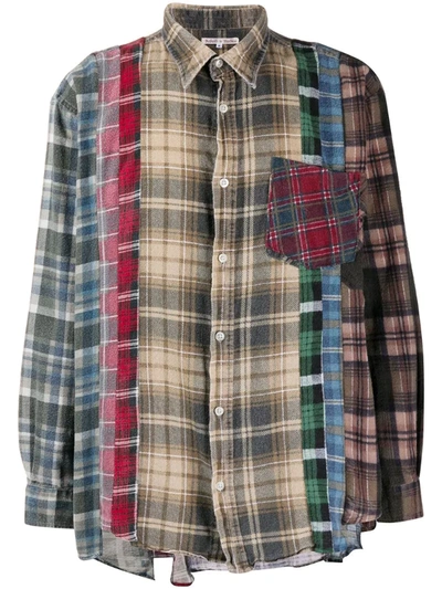 Needles Check Print Patchwork Shirt In Grey