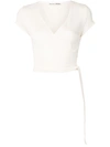 Reformation Flora Cropped Wrap Top In White