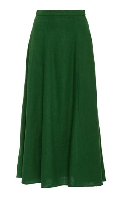 Andres Otalora Republicana A-line Linen Skirt In Green
