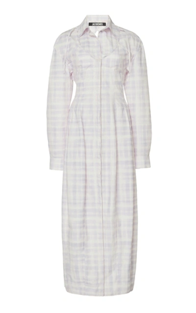 Jacquemus La Robe Valensole Checked Midi Shirt Dress In Print