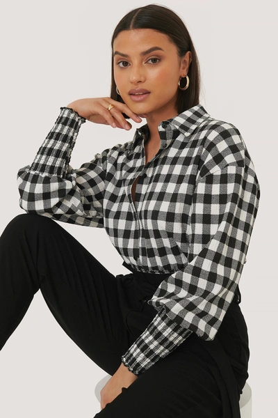 Taraneh X Na-kd Checked Long Sleeve Blouse - Multicolor In Black/white