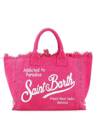 Mc2 Saint Barth Vanity Fuchsia Cotton Beach Bag In Pink