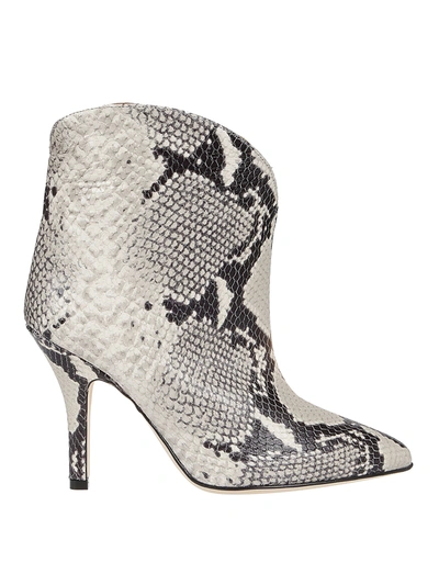 Paris Texas Python Print Ankle Boots In Natural Color In Taupe