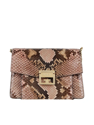 Givenchy Gv3 Reptile Printed Leather Small Bag In Beige