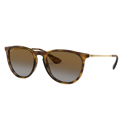 Ray Ban Sunglasses Woman Erika @collection - Gold Frame Brown Lenses Polarized 54-18
