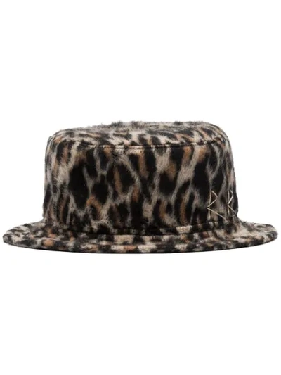 Ruslan Baginskiy Multicoloured Leopard Print Wool Bucket Hat In Brown