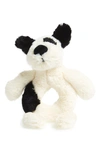 Jellycat Babies' 'dog' Grabber Rattle In Cream/ Black
