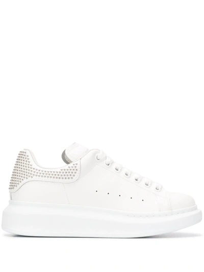 Alexander Mcqueen Oversized Stud-embellished Low-top Sneakers In Argento