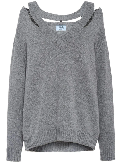 Prada Grey Cashmere Wool Sweater