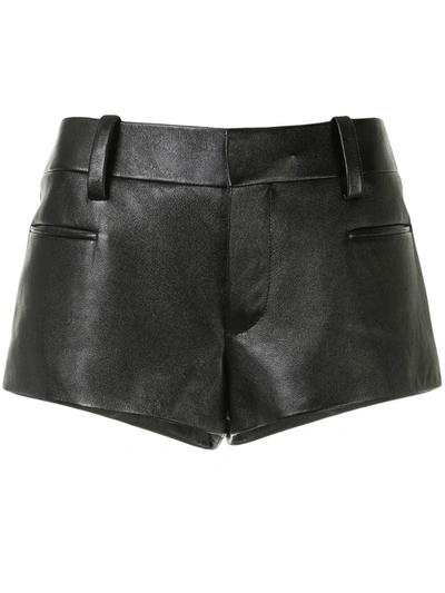 Saint Laurent Lambskin Short Shorts In Black