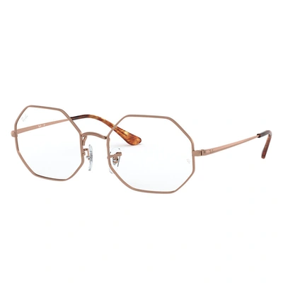 Ray Ban Rb1972v Octagon Eyeglasses Bronze-copper Frame Clear Lenses Polarized 51-19 In Bronze-kupfer