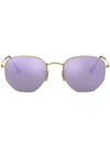 Ray Ban Hexagonal Flat Lenses Lilac Mirror Unisex Sunglasses Rb3548n 001/8o 48