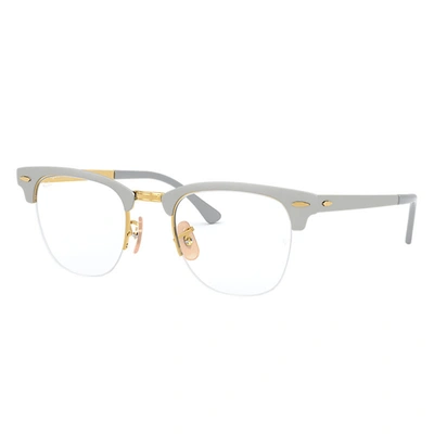 Ray Ban Clubmaster Metal Optics Eyeglasses Grey Frame Clear Lenses 50-22