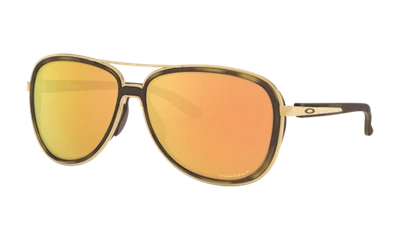 Oakley Split Time Prizm Rose Gold Aviator Sunglasses Oo4129-412914-58 In Brown