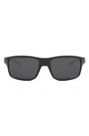 Oakley Gibston 61mm Polarized Wrap Sunglasses In Matte Black/ Prizm Black