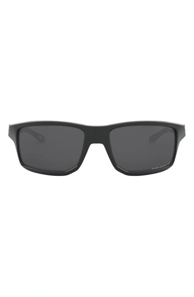 Oakley Gibston 61mm Polarized Wrap Sunglasses In Matte Black/ Prizm Black