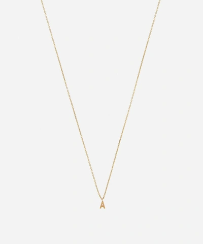 Aurum + Grey 9ct Gold A Initial Pendant Necklace