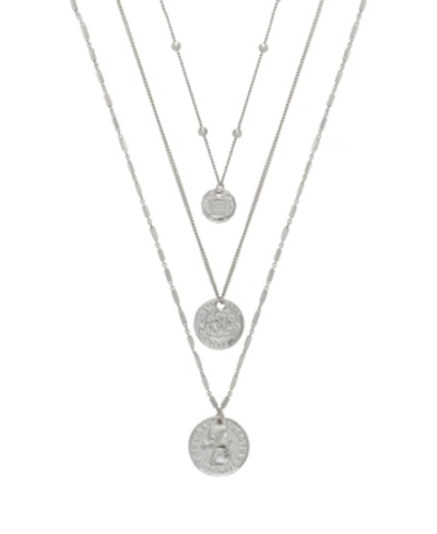 Ettika Set Of 3 Coin Pendant Necklaces In Silver