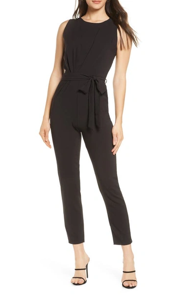 Fraiche By J Sleeveless Stretch Crepe Jumpsuit In Black
