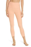 Beyond Yoga High Waist Capris In Sweet Peach-pink Blush