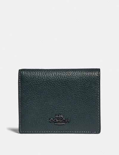 Coach Small Snap Wallet With Colorblock Interior In Pewter/pine Green Multi