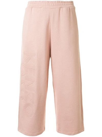 Kenzo Logo Cropped Track Pants In Pink