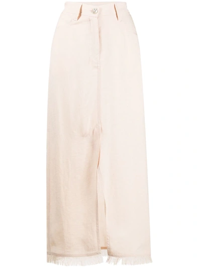 Nanushka High-waisted Slit-detail Skirt In Neutrals