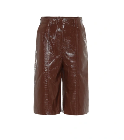 Dodo Bar Or Ivgenya Croc-effect Leather Shorts In Brown