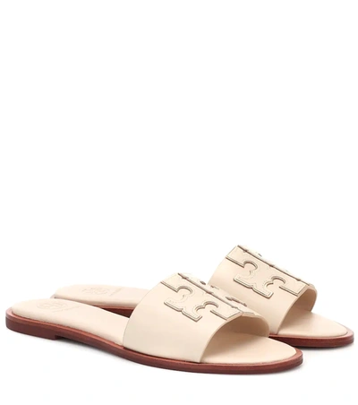 Tory Burch Embroidered Logo Sandals In Cream