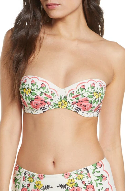 Tory Burch★FLOWER BANDEAU SWIMSUIT Tory Burch Costa Floral Bandeau Bikini Top In Love Floral