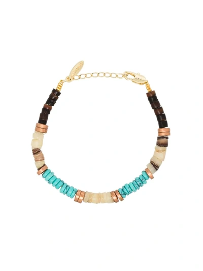 All The Must Gold-plated Precious Heishi Beaded Bracelet In Blue
