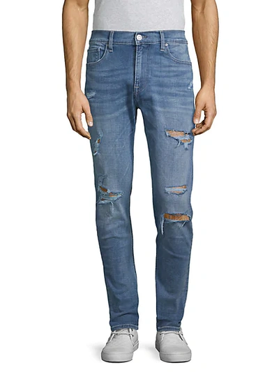 Hudson Distressed Skinny-fit Jeans In Transmission