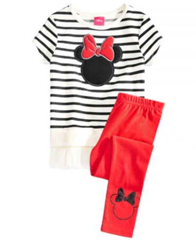 Disney Kids' Little Girls 2-pc. Minnie Mouse Silhouette Top & Leggings Set In Cashmere