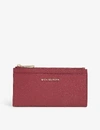 Michael Michael Kors Jet Set Leather Card Case In Berry