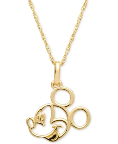 Disney Kids' Children's Mickey Mouse 15" Pendant Necklace In 14k Gold In Yellow Gold