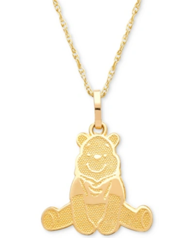 Disney Kids' Children's Winnie The Pooh 15" Pendant Necklace In 14k Gold In Yellow Gold