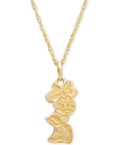 Disney Kids' Children's Minnie Mouse Character 15" Pendant Necklace In 14k Gold In Yellow Gold
