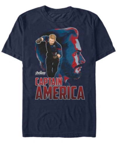 Marvel Men's Avengers Infinity War Captain America Pop Art Posed Profile Short Sleeve T-shirt In Navy