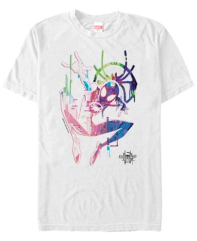 Marvel Men's Spider-man Into The Spiderverse Neon Watercolor Spider-man Short Sleeve T-shirt In White
