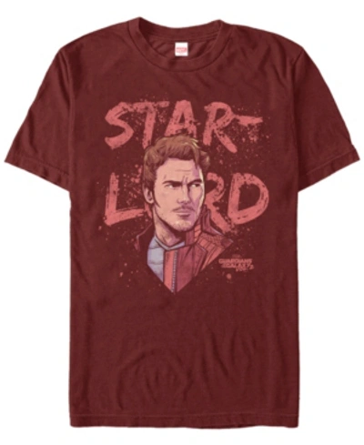 Marvel Men's Guardians Of The Galaxy Vol. 2 Painted Distressed Star Lord Short Sleeve T-shirt In Cardinal