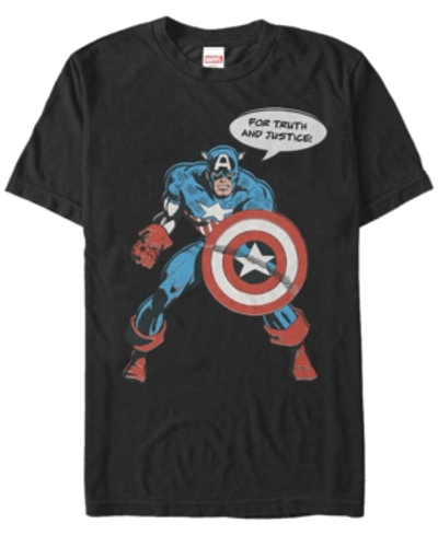 Marvel Men's Comic Collection Captain America For Truth And Justice Short Sleeve T-shirt In Black