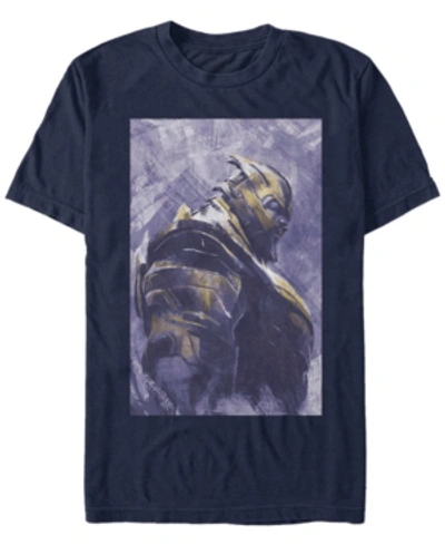 Marvel Men's Avengers Infinity War Painted Thanos Side Profile Short Sleeve T-shirt In Navy