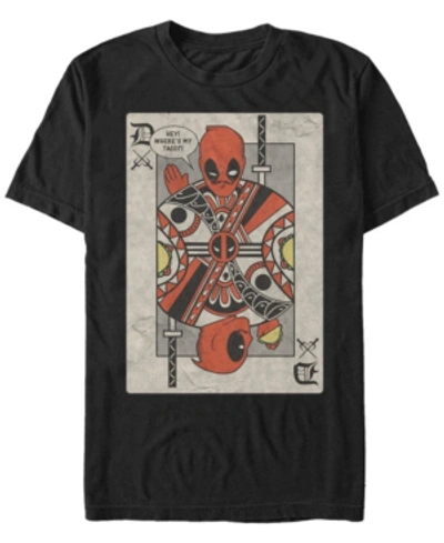 Marvel Men's Comic Collection Deadpool Playing Card Tacos Short Sleeve T-shirt In Black
