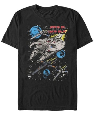 Star Wars Men's Classic Millennium Falcon Battle Short Sleeve T-shirt In Black